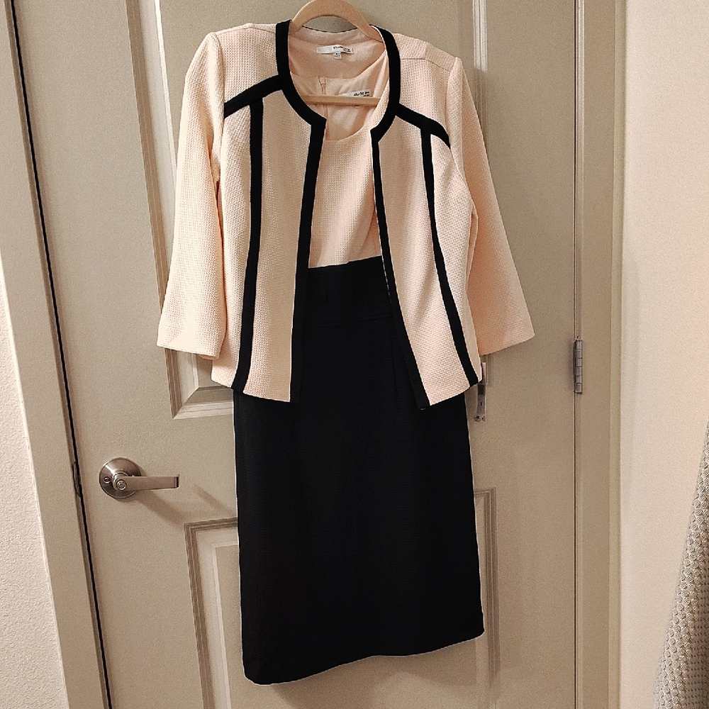 Studio One New York Pink and Black Color Block Two-Piece Dress Ensemble